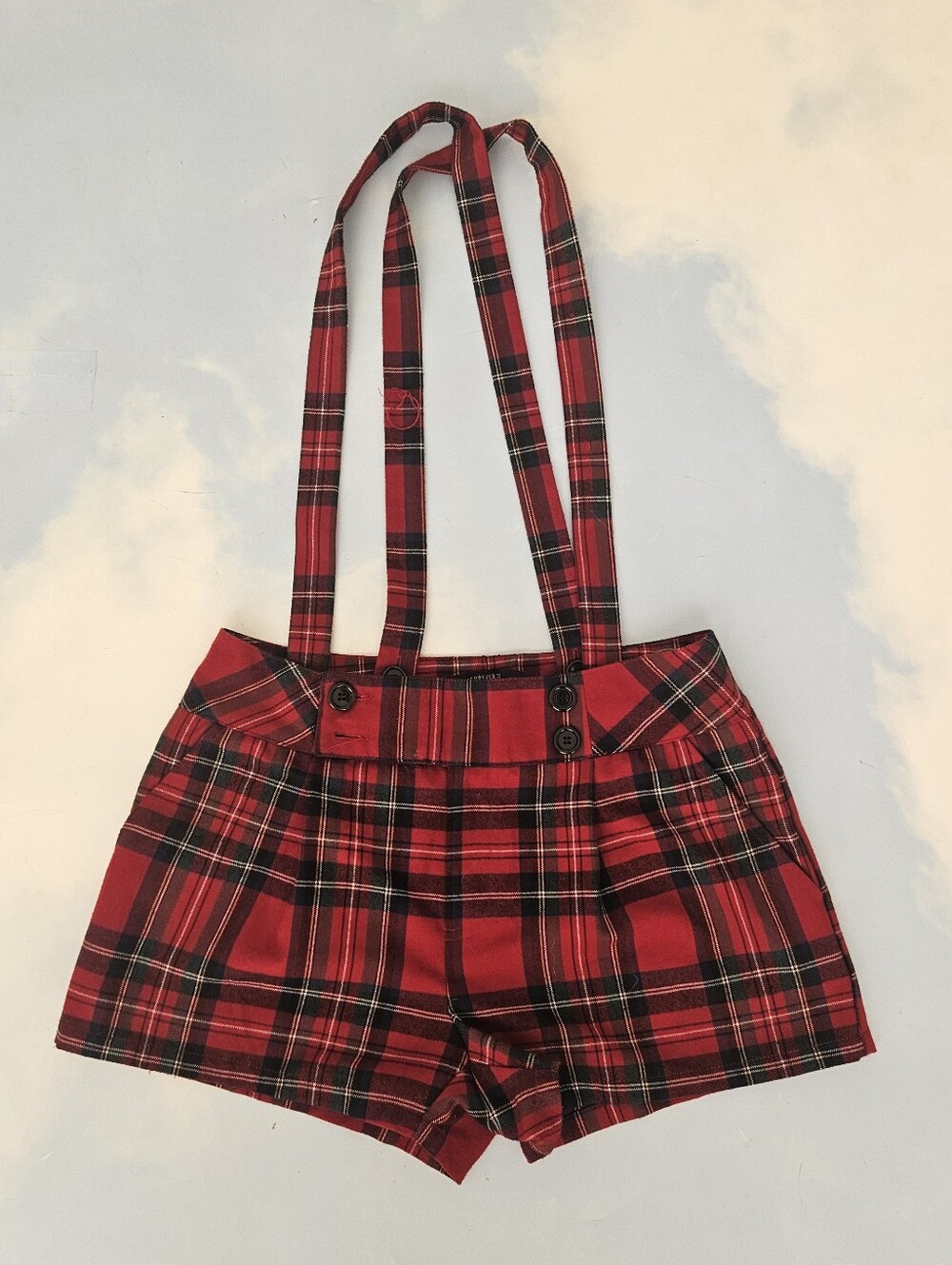 Plaid Red Suspender Women’s Shorts
